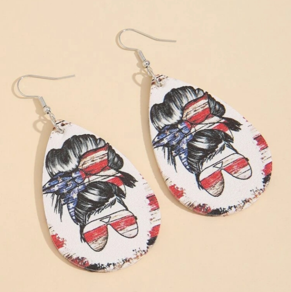 Faux leather Water Drop Earrings